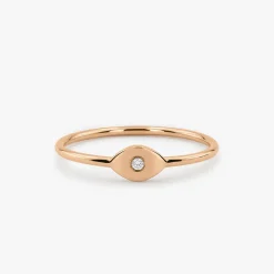 14K Gold Evil Eye Diamond Ring