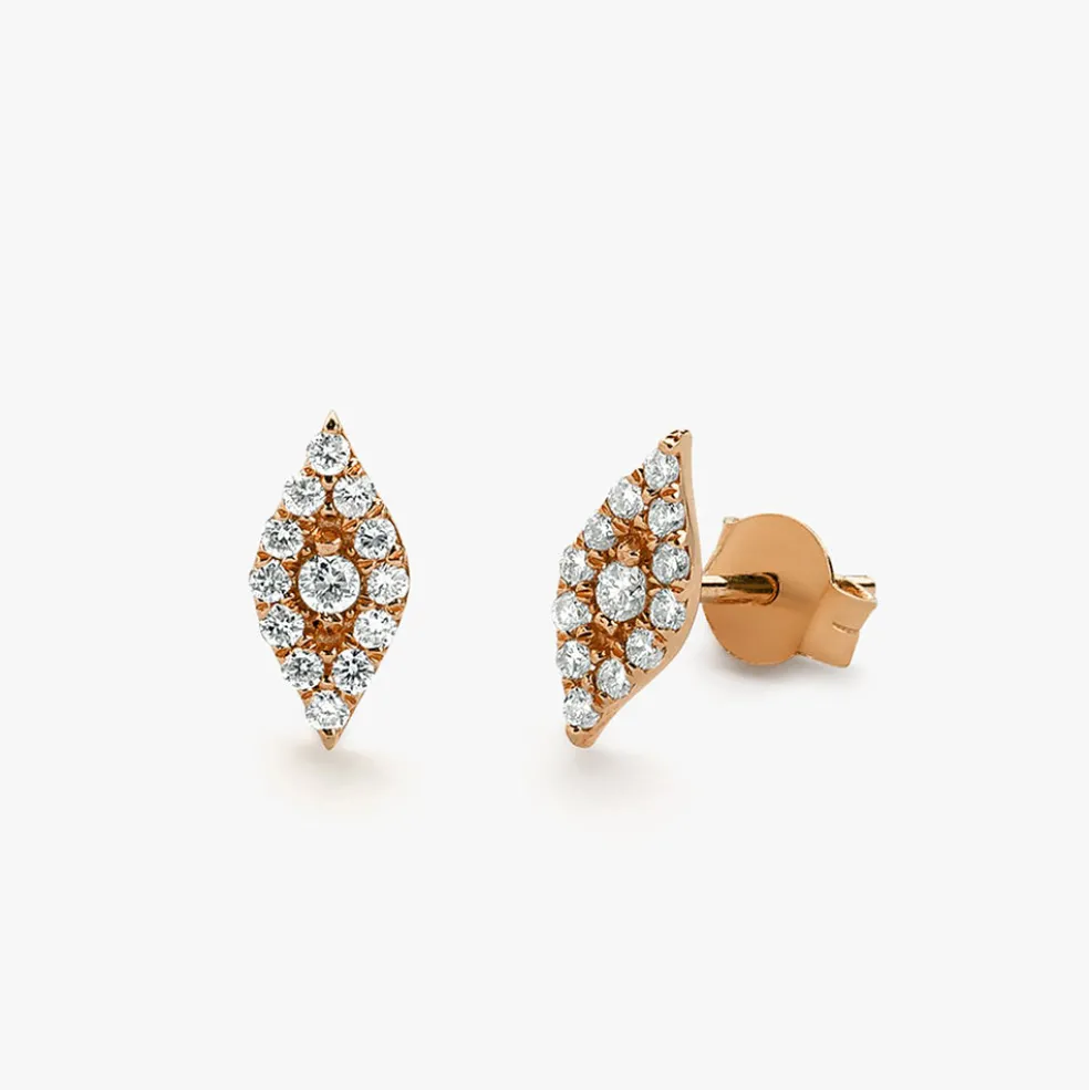 14K Gold Evil Eye Diamond Studs