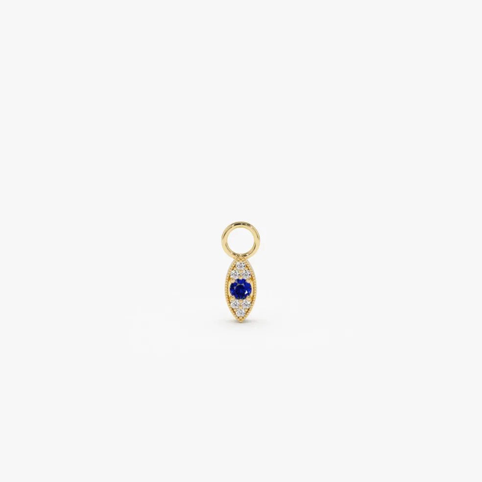 14k Gold Evil Eye Hoop Charm