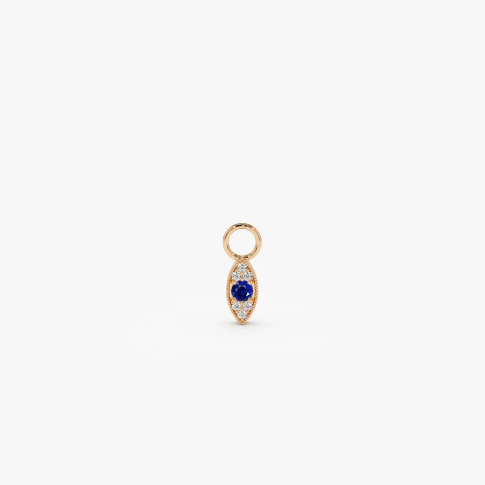 14k Gold Evil Eye Hoop Charm