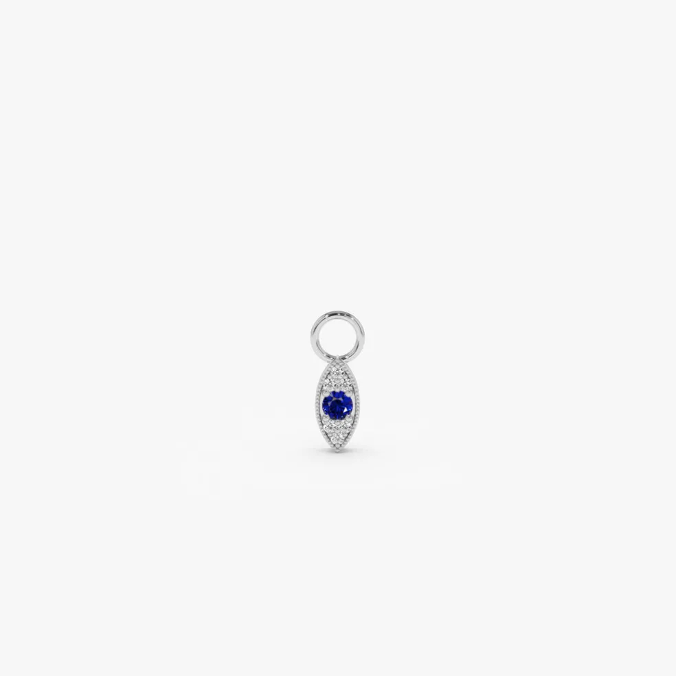 14k Gold Evil Eye Hoop Charm
