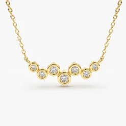 14K Gold Floating Diamond Bubble Necklace
