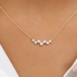 14K Gold Floating Diamond Bubble Necklace