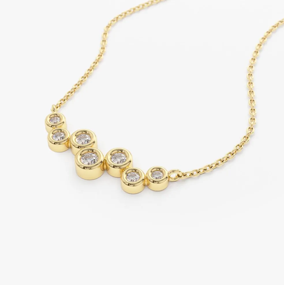 14K Gold Floating Diamond Bubble Necklace
