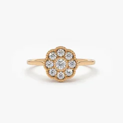 14K Gold Floral Diamond Ring