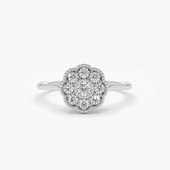 14K Gold Floral Diamond Ring