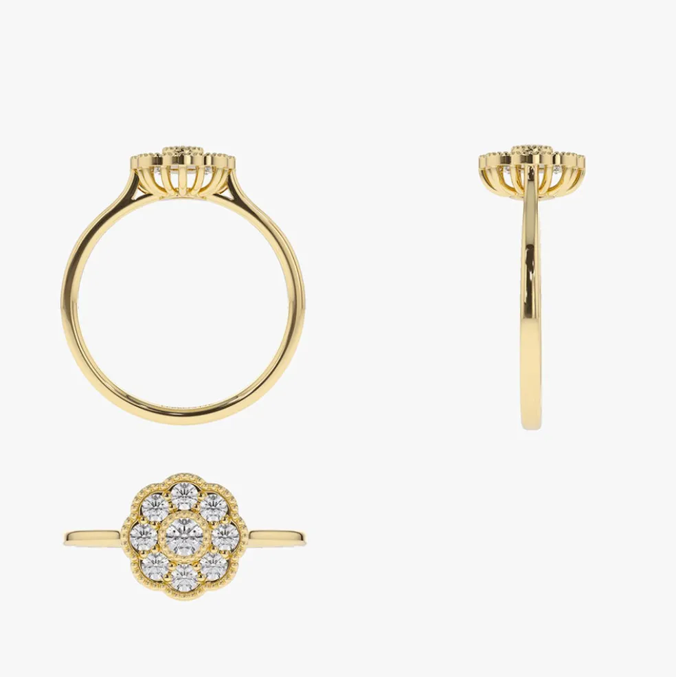 14K Gold Floral Diamond Ring