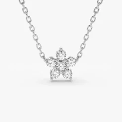 14K Gold Flower Charm Diamond Necklace