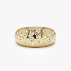 14k Gold Flush Setting Cluster Dome Ring