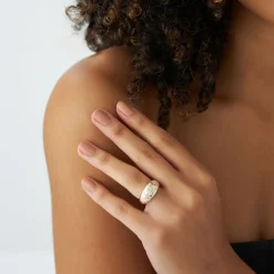 14k Gold Flush Setting Cluster Dome Ring