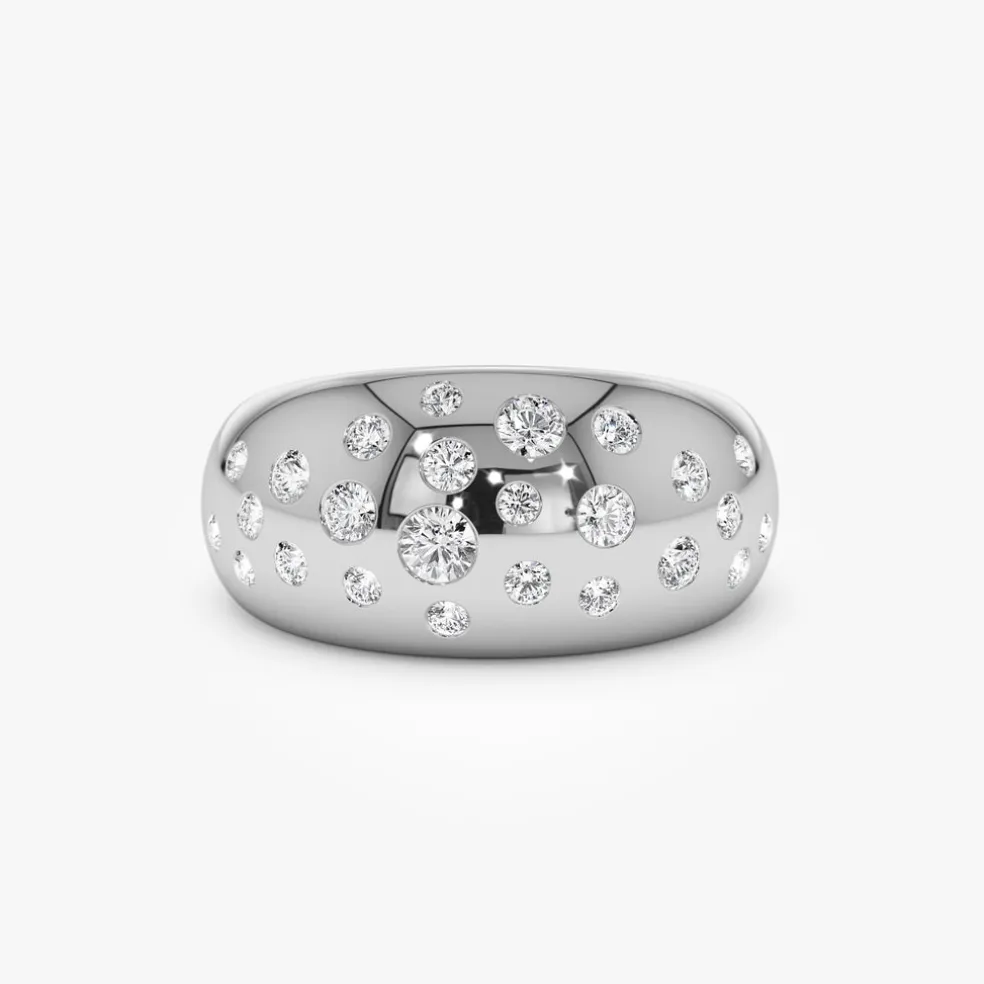 14k Gold Flush Setting Cluster Dome Ring