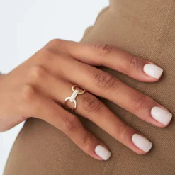 14K Gold Folded Micro Pave Diamond Ring