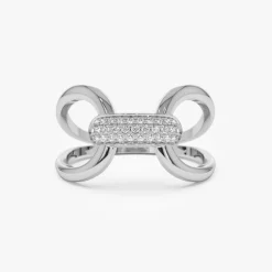 14K Gold Folded Micro Pave Diamond Ring