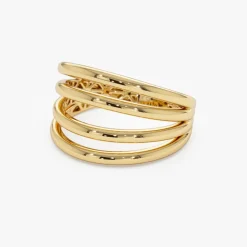 14k Gold Four Band Statement Ring