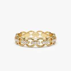 14k Gold Full Eternity Diamond Link Ring