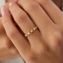14k Gold Full Eternity Diamond Link Ring