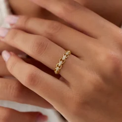 14k Gold Full Eternity Diamond Link Ring