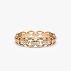 14k Gold Full Eternity Diamond Link Ring