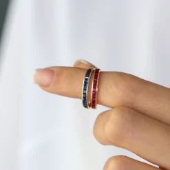 14k Gold Full Eternity Princess Cut Ruby Ring