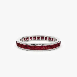 14k Gold Full Eternity Princess Cut Ruby Ring