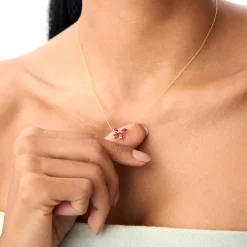 14K Gold Garnet Butterfly Necklace