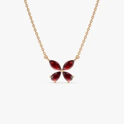 14K Gold Garnet Butterfly Necklace