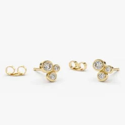 14K Gold Graduated Diamond Stud Earrings