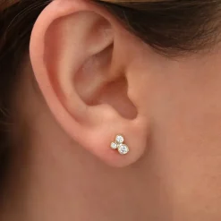 14K Gold Graduated Diamond Stud Earrings