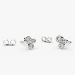 14K Gold Graduated Diamond Stud Earrings