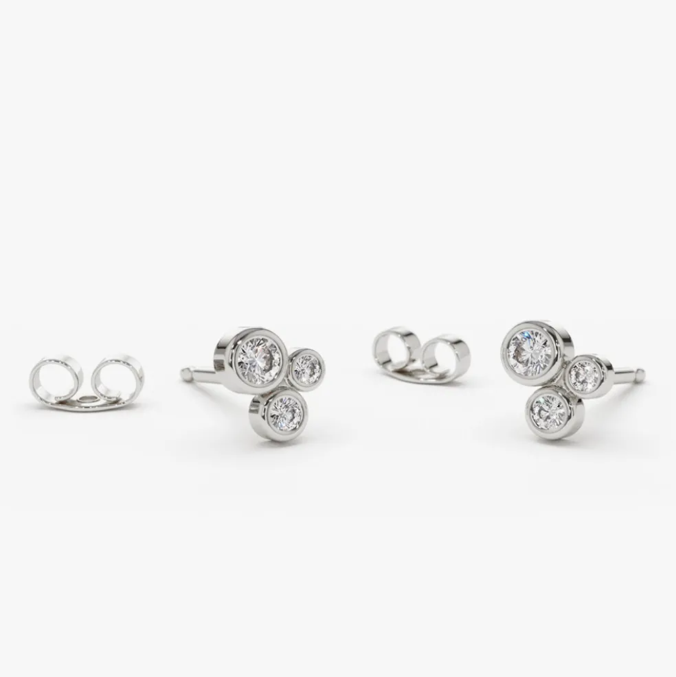 14K Gold Graduated Diamond Stud Earrings
