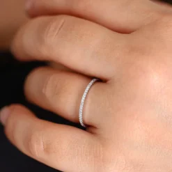 14K Gold Half Eternity Micro Pave Diamond Ring