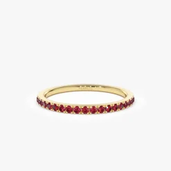 14k Gold Half Eternity Pave Ruby Ring