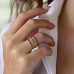14k Gold Half Eternity Pave Ruby Ring