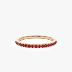 14k Gold Half Eternity Pave Ruby Ring