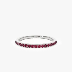 14k Gold Half Eternity Pave Ruby Ring