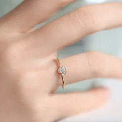 14K Gold Half Halo Diamond Ring