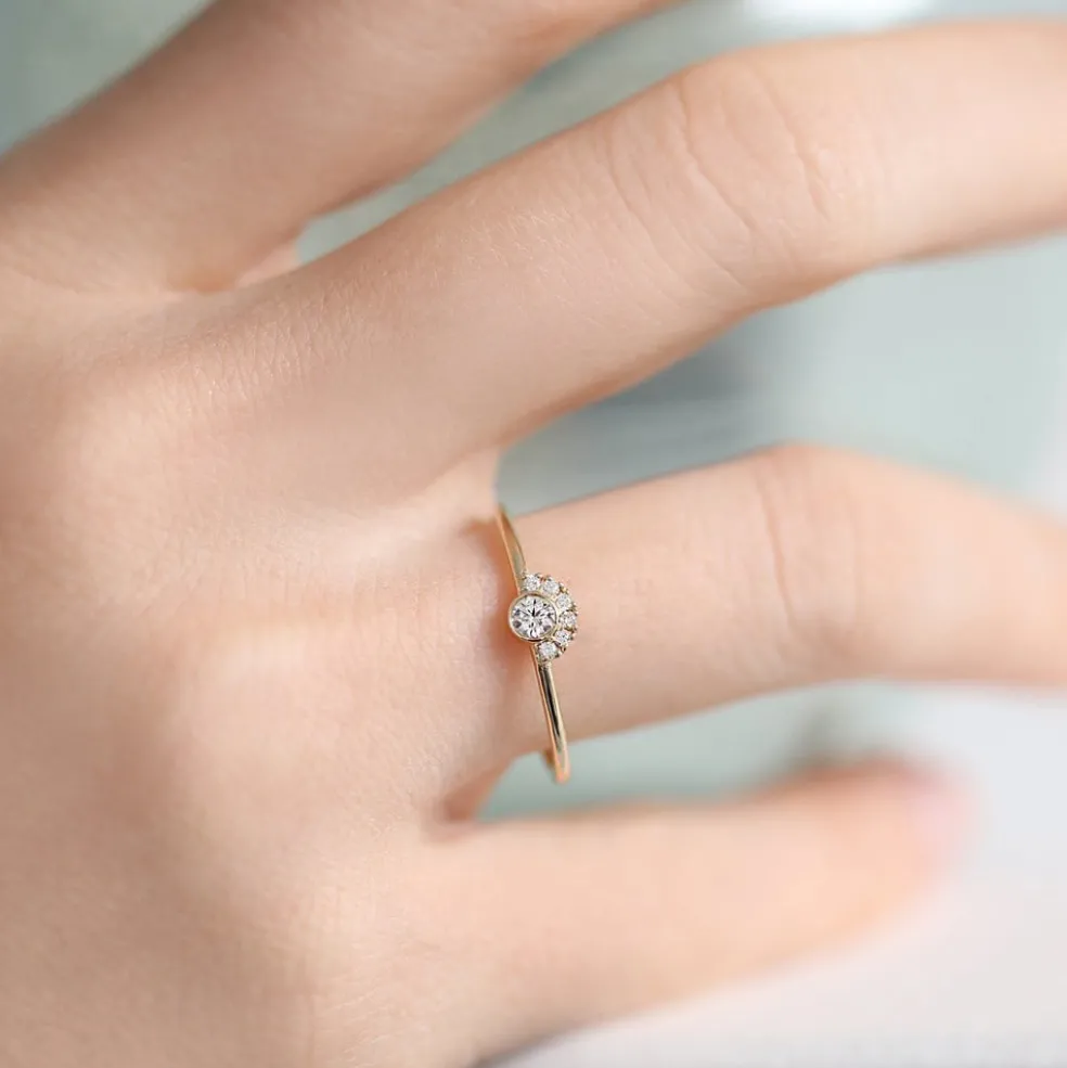 14K Gold Half Halo Diamond Ring