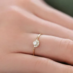 14K Gold Half Halo Diamond Ring