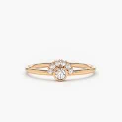 14K Gold Half Halo Diamond Ring