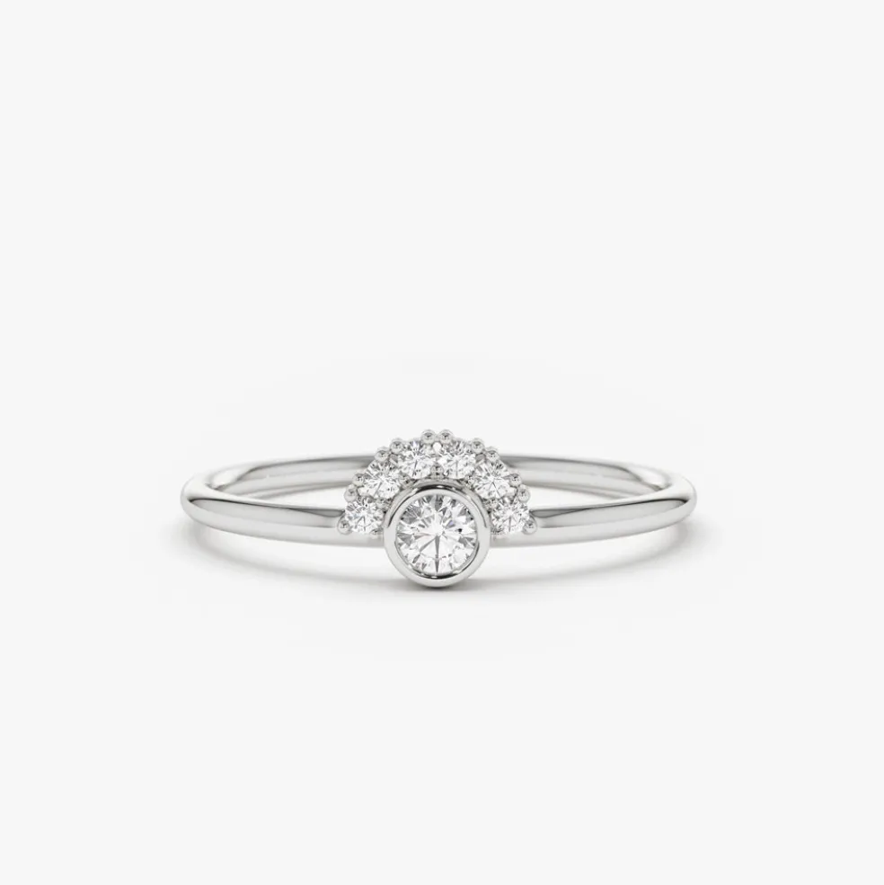 14K Gold Half Halo Diamond Ring