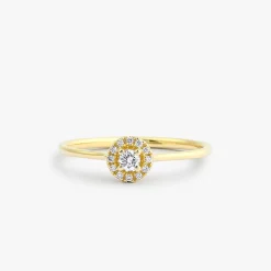 14K Gold Halo Diamond Ring