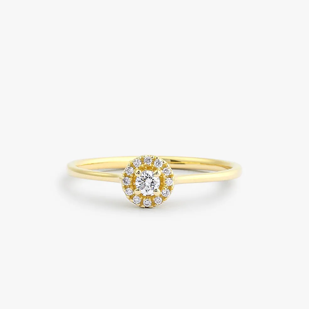 14K Gold Halo Diamond Ring