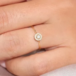 14K Gold Halo Diamond Ring