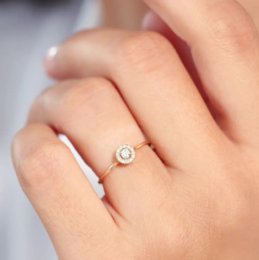 14K Gold Halo Diamond Ring