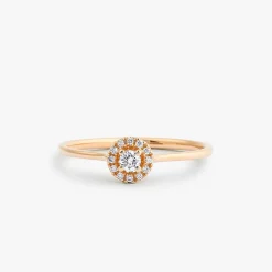 14K Gold Halo Diamond Ring