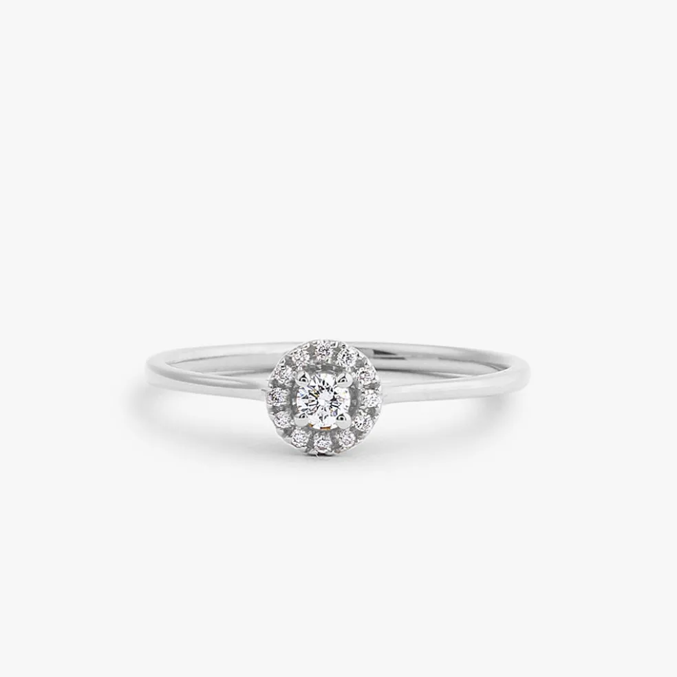 14K Gold Halo Diamond Ring