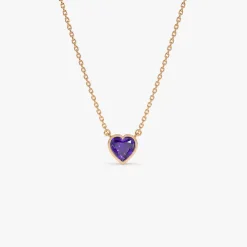 14K Gold Heart Shaped Amethyst Layering Necklace
