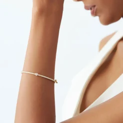 14k Gold Heart Shaped and Round Diamond Bangle