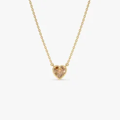 14K Gold Heart Shaped Citrine Layering Necklace