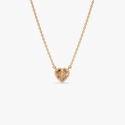 14K Gold Heart Shaped Citrine Layering Necklace